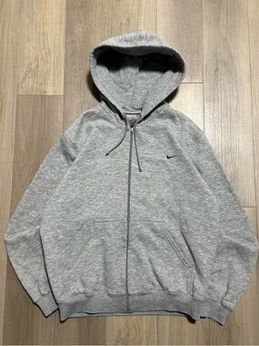 Nike Light Grey Zip-Up Hooded Sweatshirt